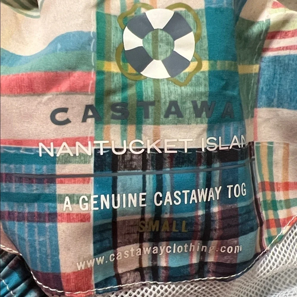 Castaway Nantucket Island Sandbar Swim Trunk Chatham Patch Madras Small NEW